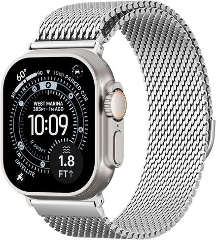 حلقة ميلانو شبكية مغناطيسية متوافقة مع سوار ساعة Apple 49 مم 46 مم 45 مم 44 مم 42 مم 41 مم 40 مم 38 مم للرجال والنساء، حزام معدني من الفولاذ المقاوم للصدأ لسلسلة iWatch Ultra 3/2/1 11 10 9 8 7 6 5 4 SE in Kuwait