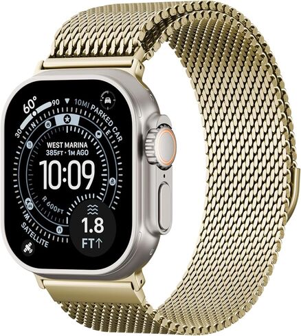 حلقة ميلانو شبكية مغناطيسية متوافقة مع سوار ساعة Apple 49 مم 46 مم 45 مم 44 مم 42 مم 41 مم 40 مم 38 مم للرجال والنساء، حزام معدني من الفولاذ المقاوم للصدأ لسلسلة iWatch Ultra 3/2/1 11 10 9 8 7 6 5 4 SE in Kuwait