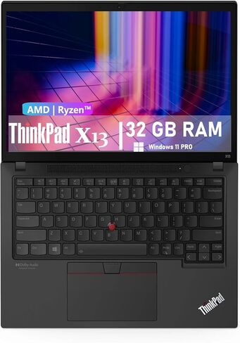 كمبيوتر محمول Lenovo ThinkPad X13 G1، كمبيوتر محمول 13.3 بوصة FHD، AMD Ryzen™ 5 PRO 4650G، ذاكرة الوصول العشوائي 32 جيجابايت، 512 جيجابايت SSD، Windows 11 Pro (متجدد) in Kuwait