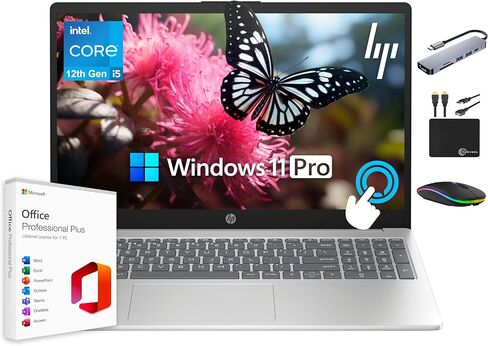كمبيوتر محمول HP Pavilion بشاشة لمس 15.6 بوصة، ذاكرة وصول عشوائي 16 جيجابايت، تخزين 1.5 تيرابايت (1 تيرابايت SSD + 500 جيجابايت تحويلة)، معالج Intel i5 10-Core، Wi-Fi 6E، Windows 11 Pro مع Microsoft Office مدى الحياة، MarxsolAccessory in Kuwait