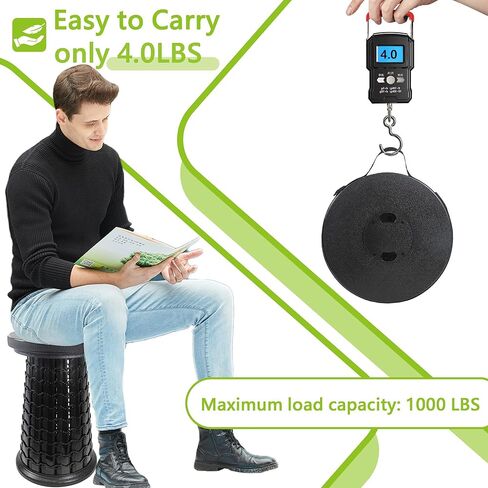 2026 Heavy Duty XXXL Collapsible Stool with Thick Cushion&Carry Bag,More Sturdy 1000LBS Capacity,20.1" Taller&13" Wider Foldable Telescoping Stool for Adults,Outdoors,Camping,Fishing,BBQ in Saudi Arabia