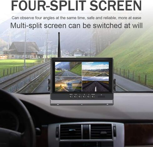 EVERSECU 4pcs Digital HD 1080P Wireless Car Backup Camera with 9 inch 4ch Quad Display Monitor/Car DVR/Dash Monitor/Vehicle Video Recorder for RV/SUV/Van/Pickup/Truck/Trailer Rear/Side/Front View in Saudi Arabia