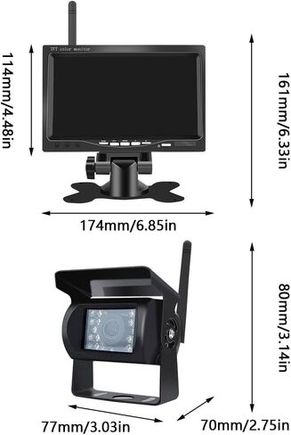 Wireless Rear View Backup Camera with Monitor for 24V Vehicle, Rear View Backup Camera with Dynamic Trajectory Guideline 800 * 480, 7" LCD Widescreen Monitor Rear View Backup Camera in Saudi Arabia