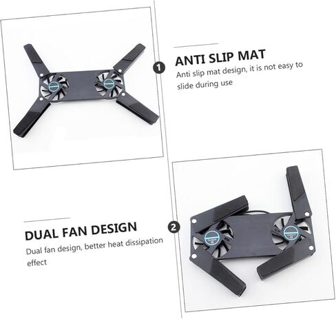 Veemoon 2 Pcs USB Laptop Cooler Cooling Pad with Dual Fans Foldable Non-Slip Stand for Gaming and Office Use in Saudi Arabia
