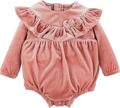Mud Pie baby-girls Mud Pie Baby Pink Velvet Romper in Saudi Arabia