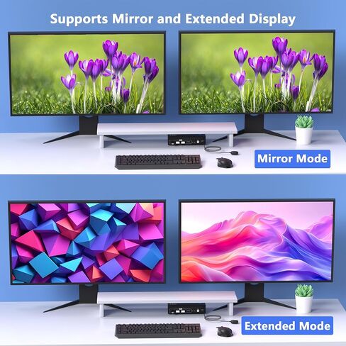 8K @ 60 هرتز KVM Switch 2 شاشات 2 منفذ عرض كمبيوتر، مفاتيح KVM شاشة مزدوجة مع 4 منافذ USB 3.0 مشاركة لوحة مفاتيح وماوس، مفتاح كمبيوتر لجهازي كمبيوتر، مفتاح Displayport 2 في 2 خارج in Kuwait