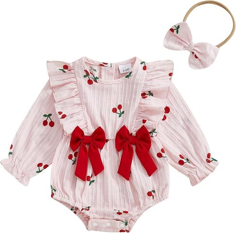 Mubineo Baby Girl Clothes Cute Ruffle Romper Outfits Long Sleeve Bodysuit Tops Infant Set Fall Winter Princess Outfit in Saudi Arabia