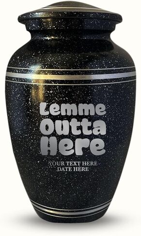 Personalized Human Cremation Urn for Adult Ashes Men & Women - Engraved Aluminum Urn with Name and Funny Humorous Handle with care Contents Grumpy Design- Urn for Human Remains | Black with Silver Rim in Saudi Arabia