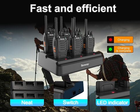 Tenway TW-888S أجهزة اتصال لاسلكية للبالغين طويلة المدى، أجهزة راديو ثنائية الاتجاه قابلة لإعادة الشحن، مع شاحن وحدة متعدد 6 اتجاهات، أجهزة راديو محمولة باليد للأعمال في اتجاهين in Kuwait