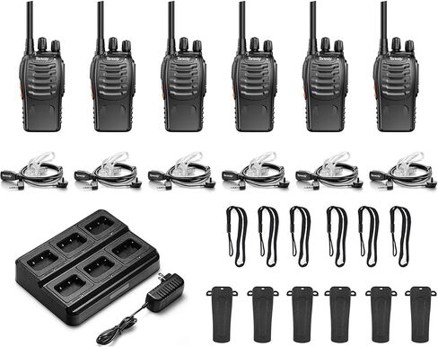 Tenway TW-888S أجهزة اتصال لاسلكية للبالغين طويلة المدى، أجهزة راديو ثنائية الاتجاه قابلة لإعادة الشحن، مع شاحن وحدة متعدد 6 اتجاهات، أجهزة راديو محمولة باليد للأعمال في اتجاهين in Kuwait