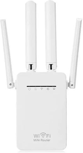 WiFi Extender Signal Booster, AC300Mbps Dual Band 2.4GHz, WiFi Booster with Ethernet Port up to 9880 Sq.ft for 105+ Devices, with 4 Antennas 360° Coverage Black in Saudi Arabia