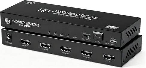 8K HDMI Splitter 1 in 2 Out 4k@120Hz 1x2 hdmi 2.1 Splitter for Dual Monitors (Not Extend) Support 8k@60Hz,4:4:4,48 Gbps,EDID,Auto Down Scaler, HDCP 2.3, VRR, HDR10+ for PS5，Laptop,HDTV,Projector in Saudi Arabia