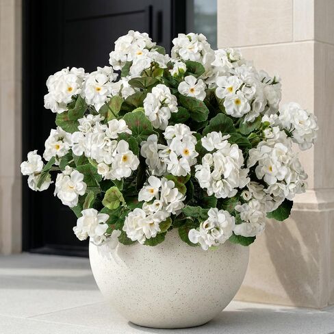 4PCS Home Decor Fake Plants Artificial Flowers Artificial Geraniums Outdoor Fake Flowers Artificial Flowers Fake Silk Bouquet, Fall Decor for Interior Porch Garden Decoration 14.4" (White) in Saudi Arabia