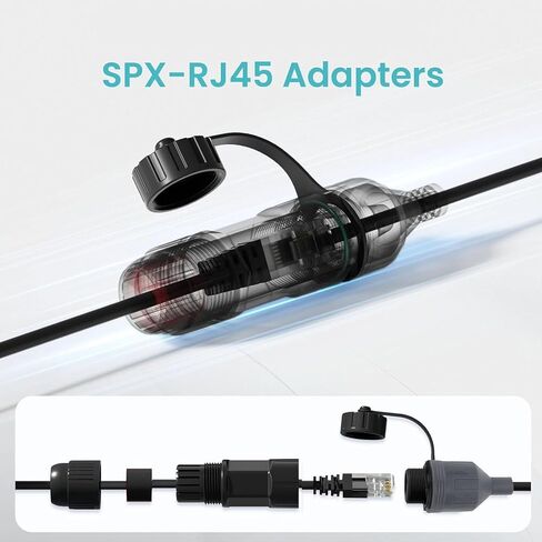 كابل مقرنة قمر صناعي مستطيل SPX إلى RJ45 محول إيثرنت مقاوم للماء 22AWG IP68 1200 ميجابايت في الثانية RJ45-1 RJ-2 لكابل مقرنة قمر صناعي مستطيل SPX إلى RJ45 in Saudi Arabia