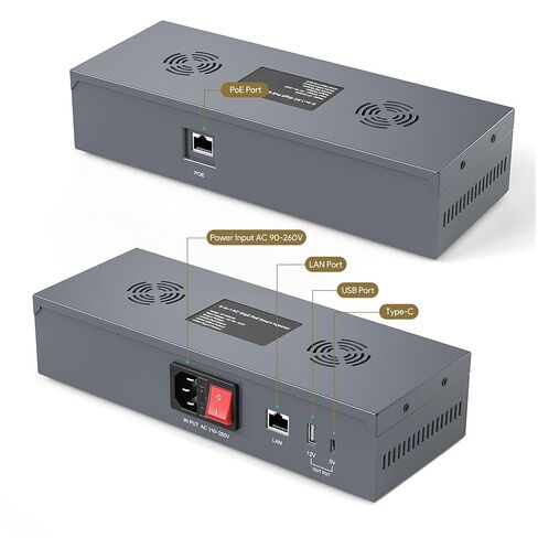 Gigabit Ethernet Poe Injector, 180W Output, USB a and Type C Ports, with Gen 3 Systems, ESD Guard, for Seamless Integration in Saudi Arabia