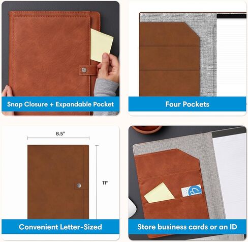 Blue Sky Asmbld Faux Leather Padfolio ، حجم الرسالة ، محفظة غير مؤكدة ، مع المفكرة ، منظم الأعمال للاجتماعات والمكاتب (TAN) in Saudi Arabia