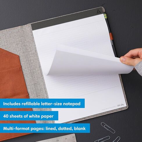 Blue Sky Asmbld Faux Leather Padfolio ، حجم الرسالة ، محفظة غير مؤكدة ، مع المفكرة ، منظم الأعمال للاجتماعات والمكاتب (TAN) in Saudi Arabia