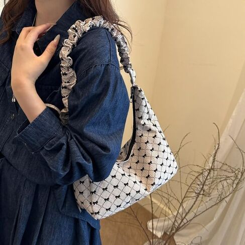 Korean Style Canvas Shoulder Bag – Lazy Chic Bow Tote for Women, Large Capacity Crossbody and Underarm Bag for Daily Commute in Saudi Arabia
