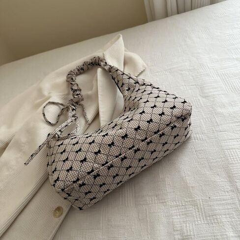 Korean Style Canvas Shoulder Bag – Lazy Chic Bow Tote for Women, Large Capacity Crossbody and Underarm Bag for Daily Commute in Saudi Arabia