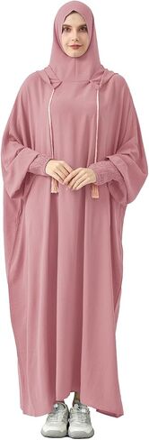 Abaya Muslim Dress Women Prayer Dress Long Sleeve Hooded Loose Maxi Dress Arabian Dubai Islamic Clothing in Saudi Arabia