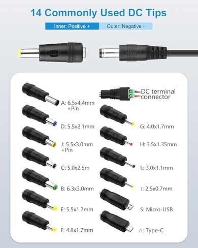 ALITOVE 5V 2A مزود طاقة 10W محول تيار متردد 100-240V 50-60 هرتز إلى DC 5 فولت 2Amp 1500mA 1A سلك طاقة بديل 6.5FT مع 14 طرف لشاشة كاميرا أمان LED خفيفة إطار صور رقمي صندوق تلفزيون in Kuwait