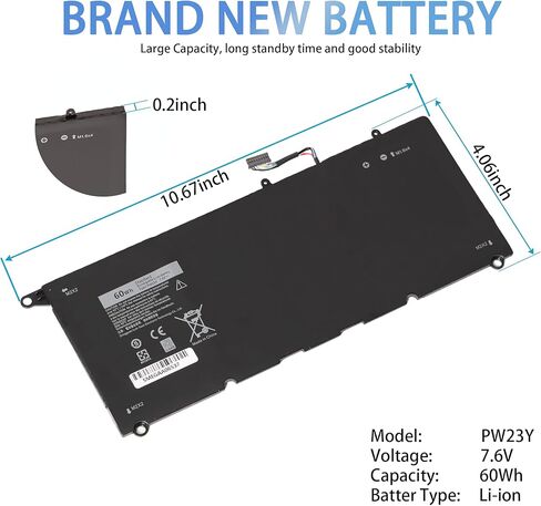 استبدال بطارية الكمبيوتر المحمول 60WH PW23Y لسلسلة Dell XPS 13 9360 13-9360-D1605G 13-9360-D1605T 13-9360-D1609 13-9360-D1609G 13-9360-D1705G 13-9360-D1805T ف/ن PW23Y TP1GT 0TP1GT RNP72 0RNP72 in Kuwait