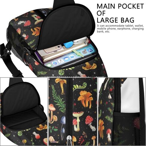 Mushroom Crossbody Sling Backpack Mini Water Resistant Sling Bag with Adjustable Chest Strap Backpack for Outdoor Hiking Cycling Sports (Mushroom Gifts) in Saudi Arabia