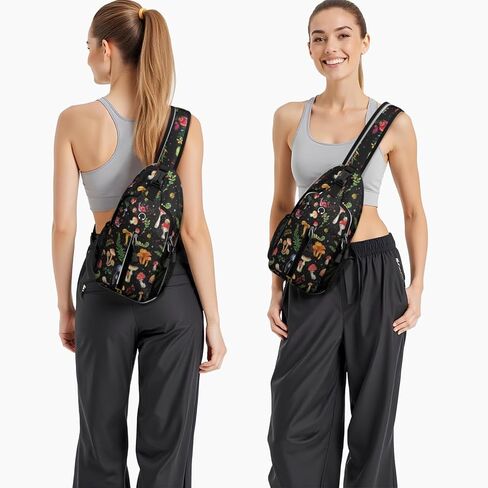 Mushroom Crossbody Sling Backpack Mini Water Resistant Sling Bag with Adjustable Chest Strap Backpack for Outdoor Hiking Cycling Sports (Mushroom Gifts) in Saudi Arabia
