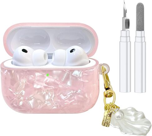 متوافق مع حافظة AirPods Pro 3، غطاء حماية لطيف من مادة TPU للجيل الثالث من AirPods Pro مع مجموعة أدوات تنظيف وإكسسوارات حبل قصير للنساء والفتيات - وردي in Kuwait