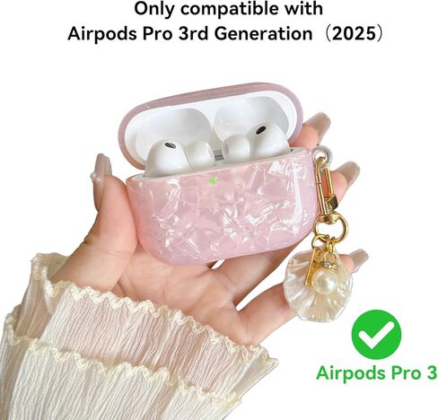متوافق مع حافظة AirPods Pro 3، غطاء حماية لطيف من مادة TPU للجيل الثالث من AirPods Pro مع مجموعة أدوات تنظيف وإكسسوارات حبل قصير للنساء والفتيات - وردي in Kuwait