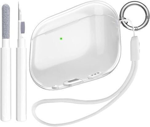 حافظة شفافة لغطاء AirPods 4 مع خاصية إلغاء الضوضاء النشطة، حافظة حماية من مادة TPU للجيل الرابع من Apple Airpod مع سلسلة مفاتيح ومجموعة تنظيف in Saudi Arabia