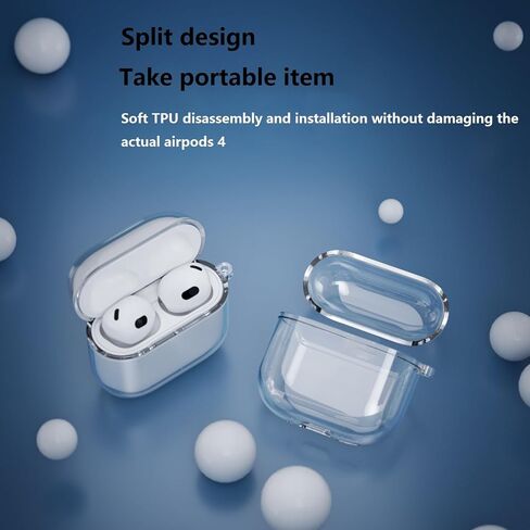 حافظة شفافة لغطاء AirPods 4 مع خاصية إلغاء الضوضاء النشطة، حافظة حماية من مادة TPU للجيل الرابع من Apple Airpod مع سلسلة مفاتيح ومجموعة تنظيف in Saudi Arabia