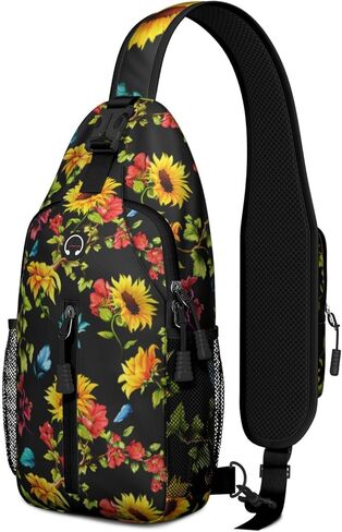 Mushroom Crossbody Sling Backpack Mini Water Resistant Sling Bag with Adjustable Chest Strap Backpack for Outdoor Hiking Cycling Sports (Mushroom Gifts) in Saudi Arabia