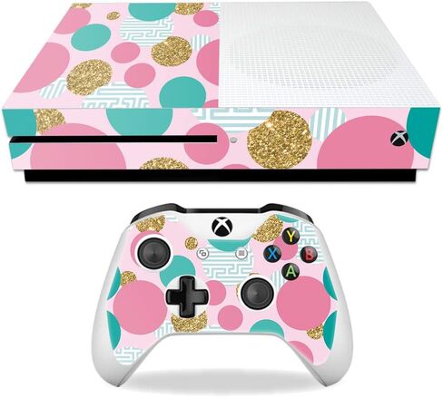 MightySkins Skin Compatible with Microsoft Xbox One S - Golden Bubbles | Protective, Durable, and Unique Vinyl Decal wrap Cover | Easy to Apply, Remove, and Change Styles | Made in The USA in Saudi Arabia