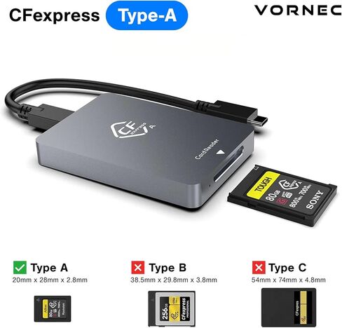 قارئ بطاقات CFexpress Type A USB 3.2 Gen 2 (10 جيجابت في الثانية) - محول بطاقة ذاكرة CFexpress Type A مع كابلات USB-C وUSB-A - لكاميرات Sony Alpha - متوافق مع أنظمة التشغيل Windows/Mac/Linux/Android in Saudi Arabia