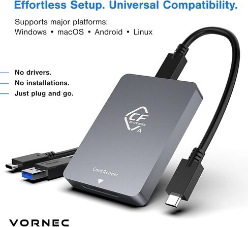 قارئ بطاقات CFexpress Type A USB 3.2 Gen 2 (10 جيجابت في الثانية) - محول بطاقة ذاكرة CFexpress Type A مع كابلات USB-C وUSB-A - لكاميرات Sony Alpha - متوافق مع أنظمة التشغيل Windows/Mac/Linux/Android in Saudi Arabia