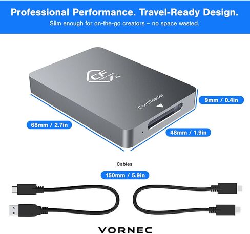 قارئ بطاقات CFexpress Type A USB 3.2 Gen 2 (10 جيجابت في الثانية) - محول بطاقة ذاكرة CFexpress Type A مع كابلات USB-C وUSB-A - لكاميرات Sony Alpha - متوافق مع أنظمة التشغيل Windows/Mac/Linux/Android in Saudi Arabia