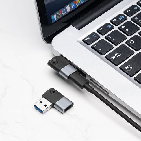 محول USB ذكر إلى USB-C أنثى (90 درجة) 2 حزمة، لـ OTG، الشحن ونقل البيانات، متوافق مع الهواتف وأجهزة الكمبيوتر والأجهزة اللوحية وما إلى ذلك. - رمادي in Saudi Arabia