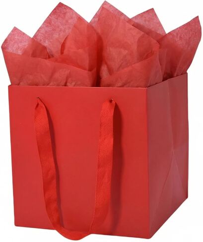 أكياس هدايا Juneshe Pink مع مقابض وورق أنسجة ، أكياس وردية وردية ، 5.9x5.9x5.9 بوصة مربعة ، أعياد الميلاد ، أكياس زفاف كرافت صغيرة الحجم in Saudi Arabia