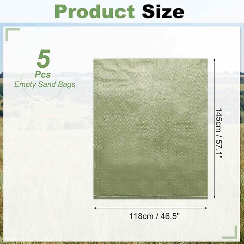 PATIKIL Heavy Duty Sand Bags, (46.5"x57.1", Gray) (5 Pcs), Empty Sandbags Woven Polypropylene Sandbags Sand Bags Suit for - Flooding Weight Construction Earth Bag Homes in Saudi Arabia