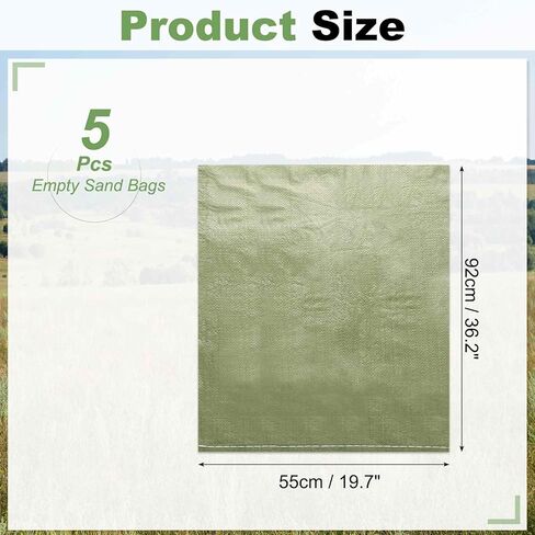 PATIKIL Heavy Duty Sand Bags, (27.6"x34.3", Gray) (5 Pcs), Empty Sandbags Woven Polypropylene Sandbags Sand Bags Suit for - Flooding Weight Construction Earth Bag Homes in Saudi Arabia