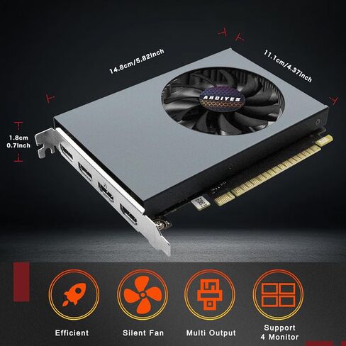 بطاقة رسومات GT 730 سعة 4 جيجابايت GDDR3 GPU 4X HDMI، 4 إعدادات عرض مستقلة متعددة الشاشات، بطاقة فيديو DDR3 64 بت للكمبيوتر الشخصي ITX فتحة واحدة PCI Express in Kuwait