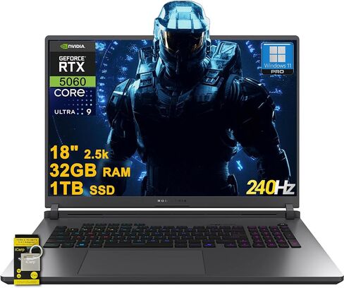 كمبيوتر محمول ASUS ROG Strix G18 G815 Gaming AI مقاس 18 بوصة 2.5 كيلو (2560 × 1600) 240 هرتز (100% DCI-P3، 3 مللي ثانية) Intel 24-core Ultra 9 275HX 32 جيجابايت ذاكرة الوصول العشوائي 1 تيرابايت SSD GeForce RTX 5060 RGB بإضاءة خلفية Wi-Fi7 Win11Pro ICP Hub in Kuwait