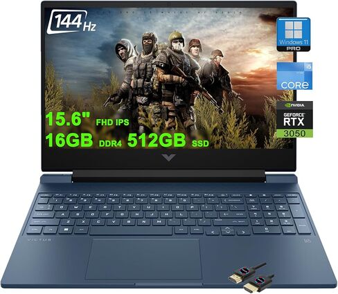 لابتوب الألعاب HP Victus 15 | 15.6 بوصة FHD IPS مضادة للتوهج 144 هرتز | Intel 8-core i5-12450H (>i7-11800H) | 16 جيجابايت DDR4 512 جيجابايت SSD | GeForce RTX 3050 | إضاءة خلفية B&O شحن سريع Win11Pro مع ملحق DLCA in Kuwait
