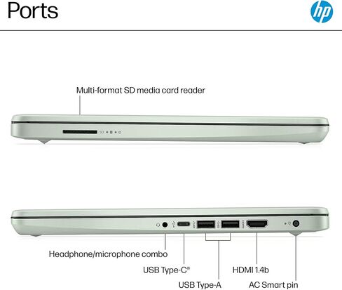 HP 14" Laptop Computer 2025-2026 Business Student, Copilot AI, Lifetime Office, 4-Core Intel CPU, 16GB RAM, 628GB Storage (128GB UFS+500GB Ext), Wi-Fi 6, 10+ Hrs, MarxsolAccessory, Win 11 Pro, Green in Kuwait