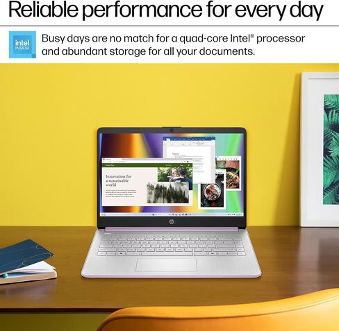 كمبيوتر محمول HP 14 بوصة 2025-2026 Business Student، Copilot AI، Lifetime Office، وحدة المعالجة المركزية Intel 4-Core، ذاكرة وصول عشوائي 16 جيجابايت، تخزين 628 جيجابايت (128 جيجابايت UFS + 500 جيجابايت تحويلة)، Wi-Fi 6، 10+ ساعات، MarxsolAccessory، Win 11 in Kuwait