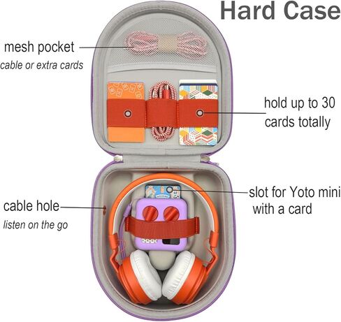 غطاء سيليكون وحقيبة سفر متوافقة مع هاتف Yoto Mini مع سماعات الرأس، وحقيبة حمل صلبة مع حزام كتف ومجموعة ملحقات سترة المغامرة لهاتف Yoto Mini، لافندر in Kuwait