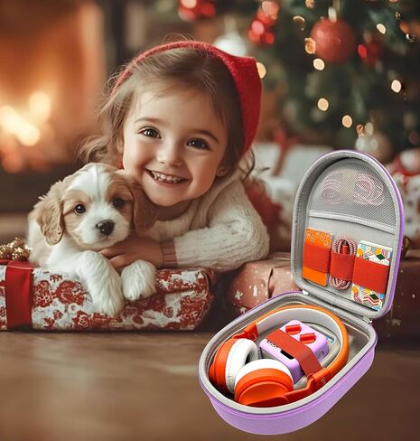 غطاء سيليكون وحقيبة سفر متوافقة مع هاتف Yoto Mini مع سماعات الرأس، وحقيبة حمل صلبة مع حزام كتف ومجموعة ملحقات سترة المغامرة لهاتف Yoto Mini، لافندر in Kuwait