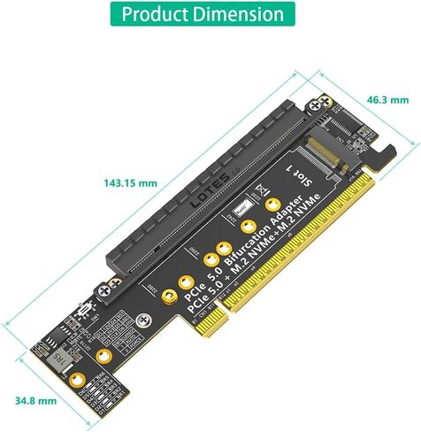 محول Mustpoint Dual NVMe، ومحول PCIe 5.0 X16 إلى Dual NVMe والمزيد من محول PCIE x16 (إشارة x8) لـ M.2 NVMe SSD (يتطلب تشعب PCI-e) in Saudi Arabia