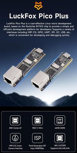 LuckFox Pico Plus مع رأس ملحوم مسبقًا RV1103 Linux Micro Development Board يدمج معالجات ARM Cortex-A7/RISC-V MCU/NPU/ISP مع منفذ إيثرنت @XYGStudy (Luckfox Pico Plus) in Saudi Arabia